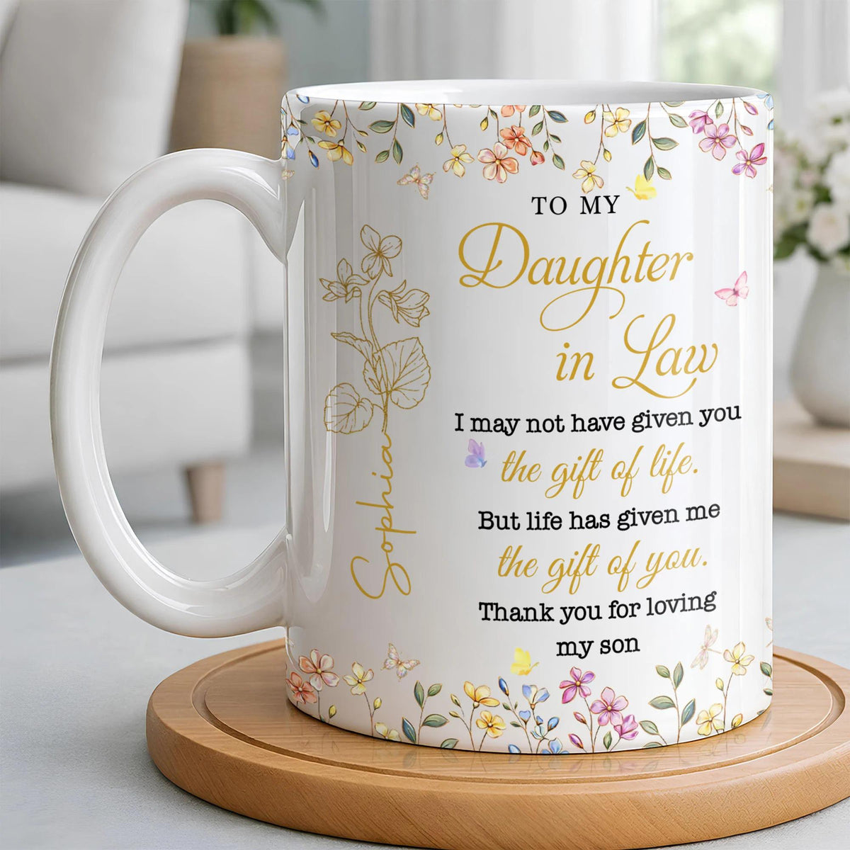 Personalized Funny Daughter In Law Coffee Mug From Mother In Law, Unique Wedding Bridal Gift