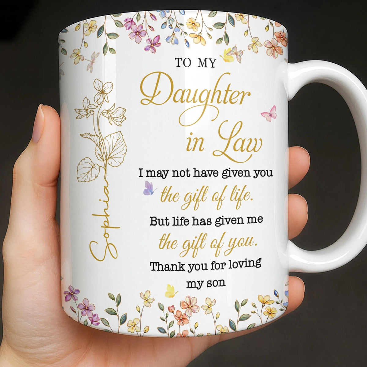 Personalized Funny Daughter In Law Coffee Mug From Mother In Law, Unique Wedding Bridal Gift
