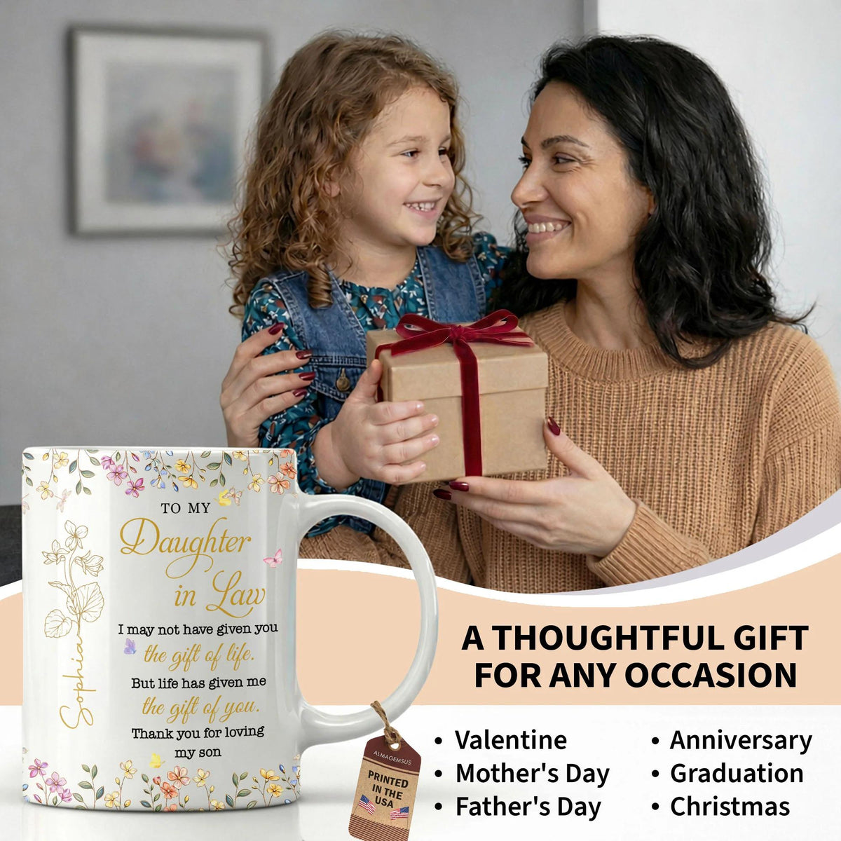 Personalized Funny Daughter In Law Coffee Mug From Mother In Law, Unique Wedding Bridal Gift