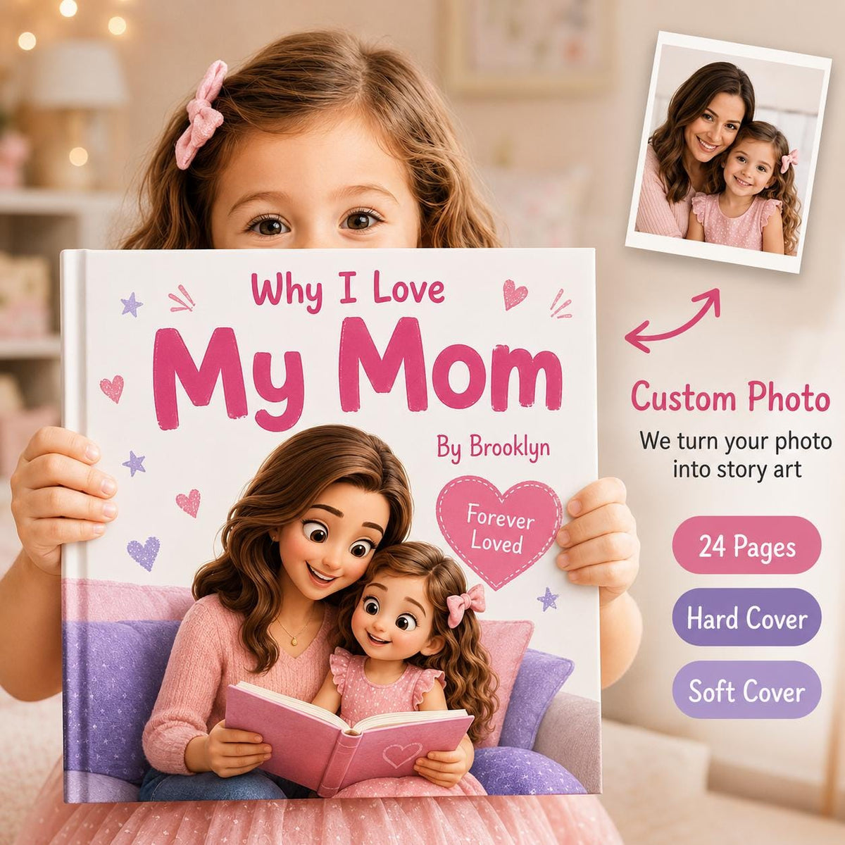 Personalized Why I Love My School Book, Custom Name Kids Book, Birthday Kindergarten Gift For Kids From Parents, Back To School Book Gift