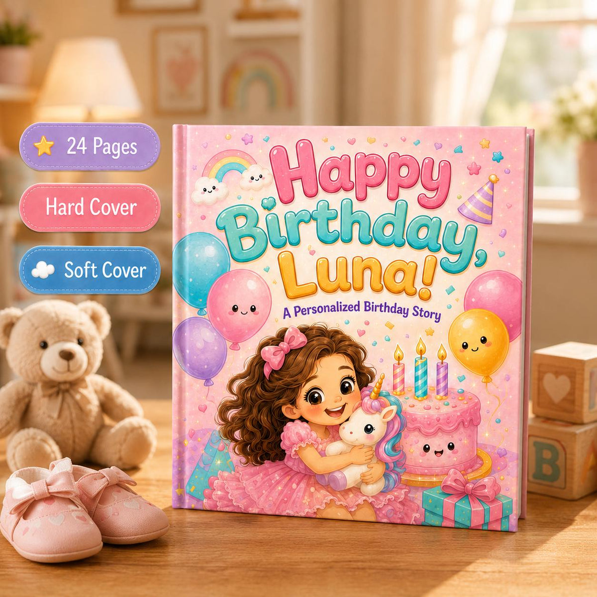 Personalised Happy Birthday Children Book, Custom Name Happy Birthday Boy Girl Toddler, Birthday StoryBook Gift, Baby Birthday Keepsake