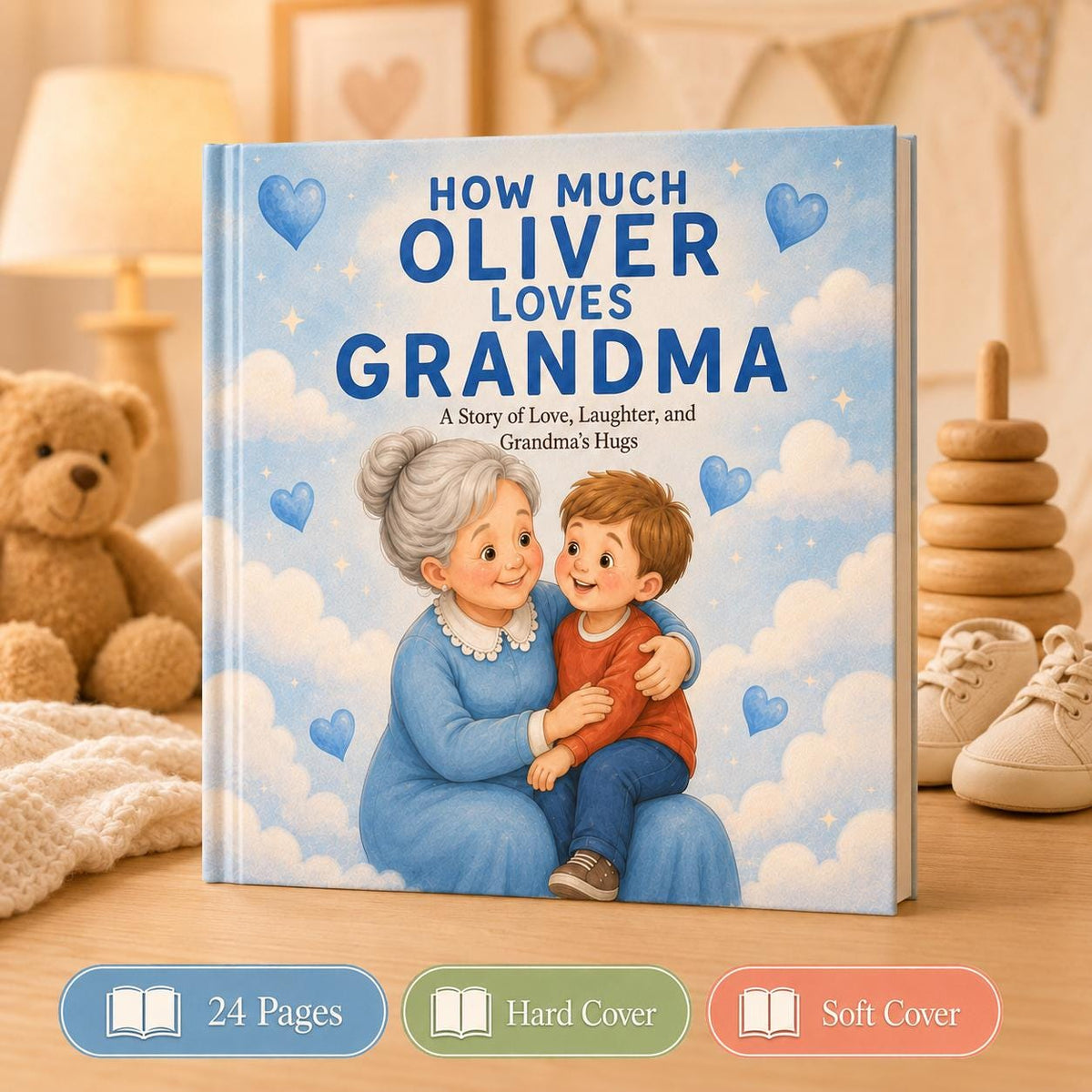 Personalized How Much Loves Storybook For Grandma, Custom Baby Book For Grandmother From Grandson, Mother’s Day Gift, Gift From Kids