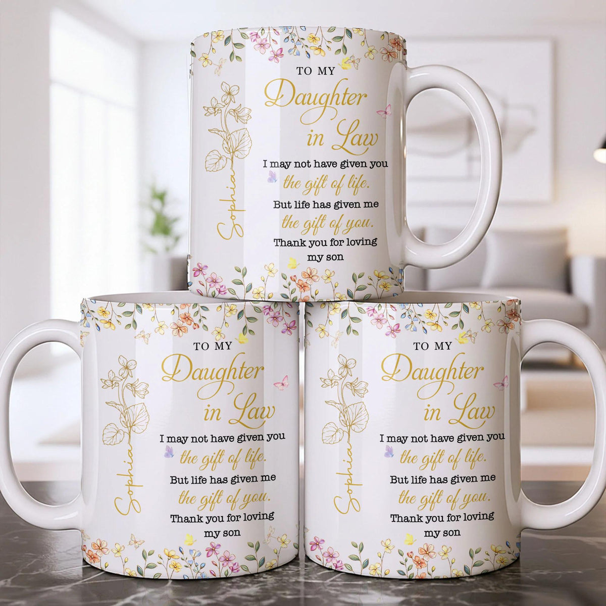 Personalized Funny Daughter In Law Coffee Mug From Mother In Law, Unique Wedding Bridal Gift