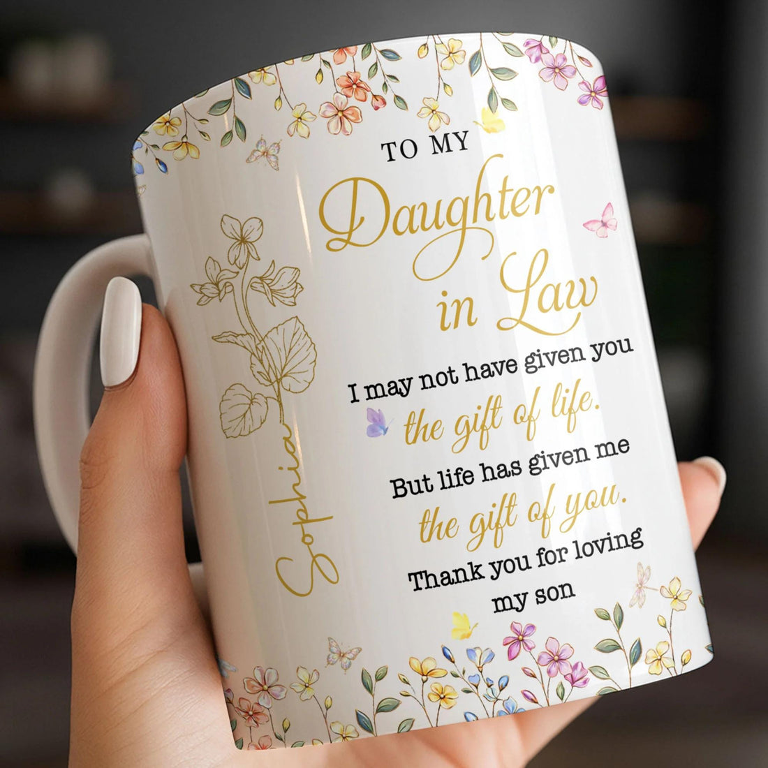 Personalized Funny Daughter In Law Coffee Mug From Mother In Law, Unique Wedding Bridal Gift