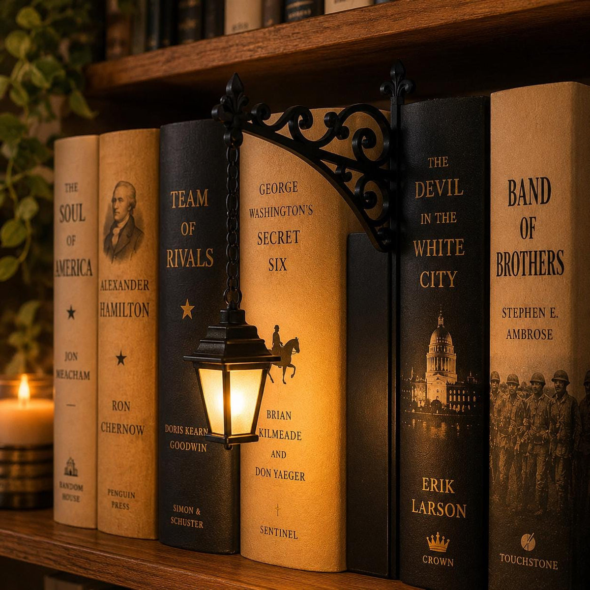 Gothic Halloween Bookshelf Lantern Lamp, Spooky Ghost Book Nook Light, Library Bookend Decor