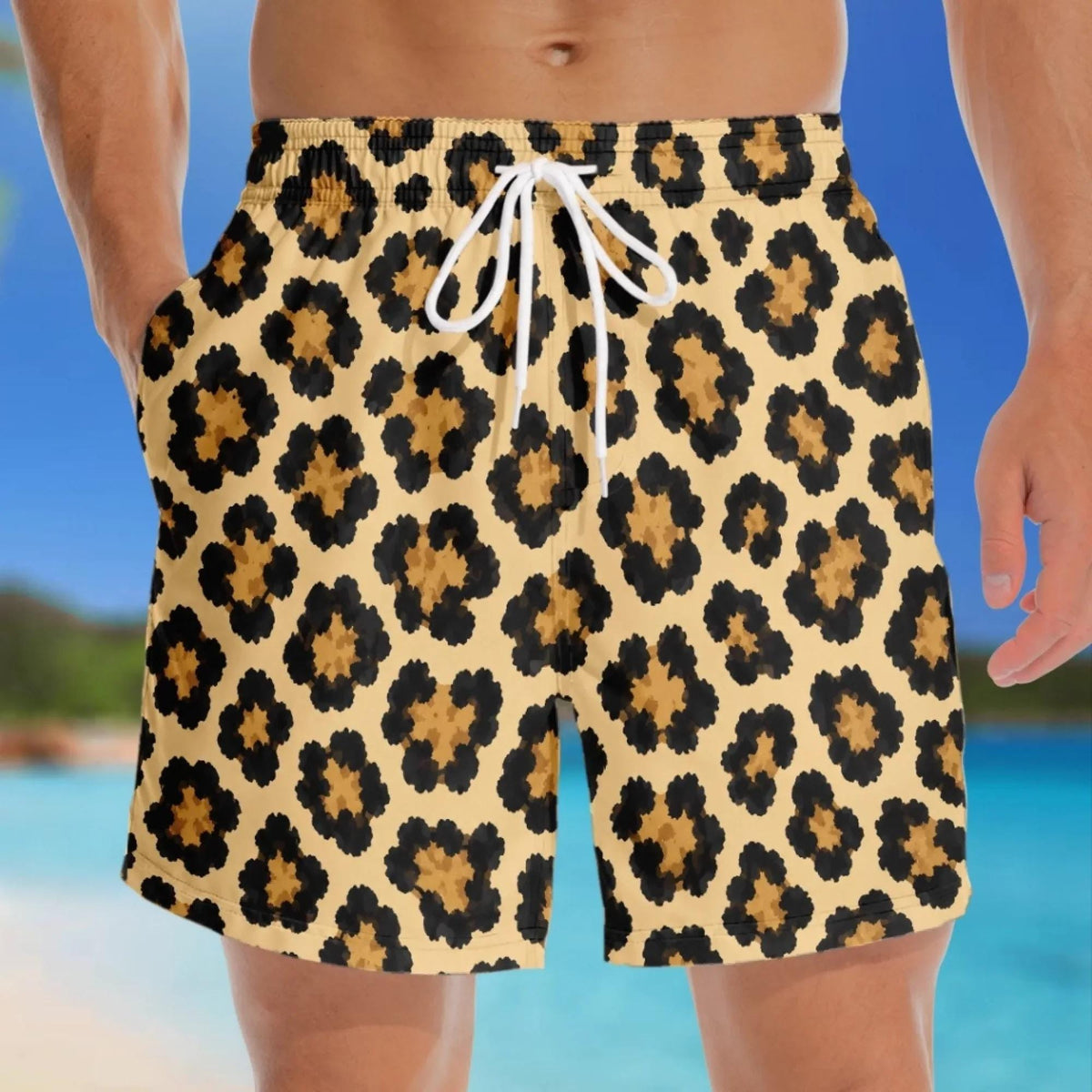 Funny Men’s Swim Trunks, Fake Butt Beach Shorts, Novelty Vacation Gift For Husband Or Boyfriend