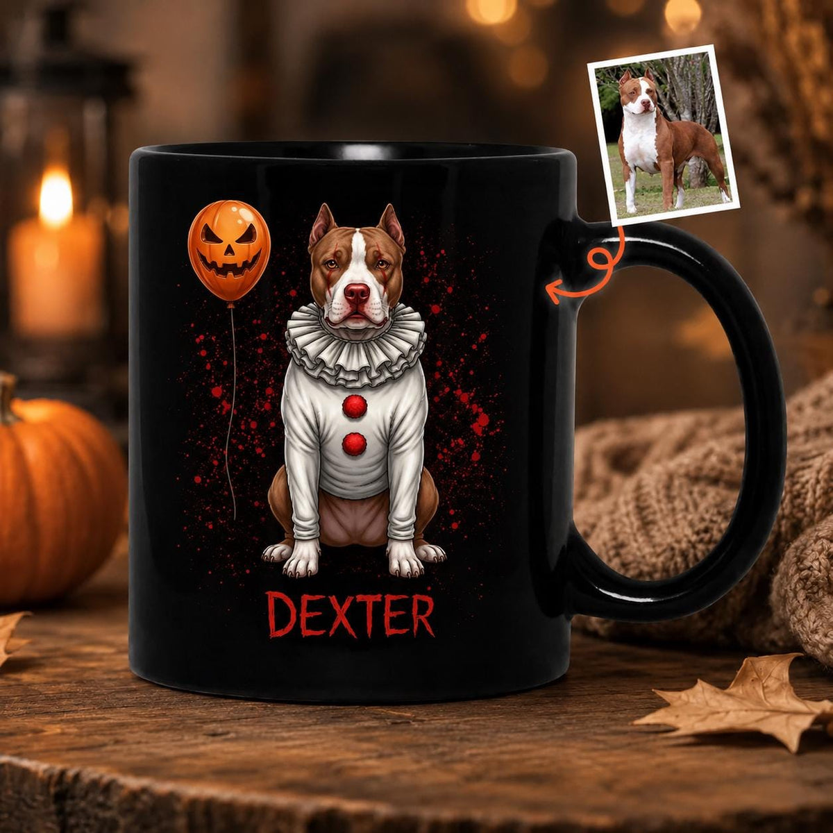 Personalized Photo Dog Ceramic Mug, Halloween Gift For Dog Lovers, Spooky Season Coffee Cup