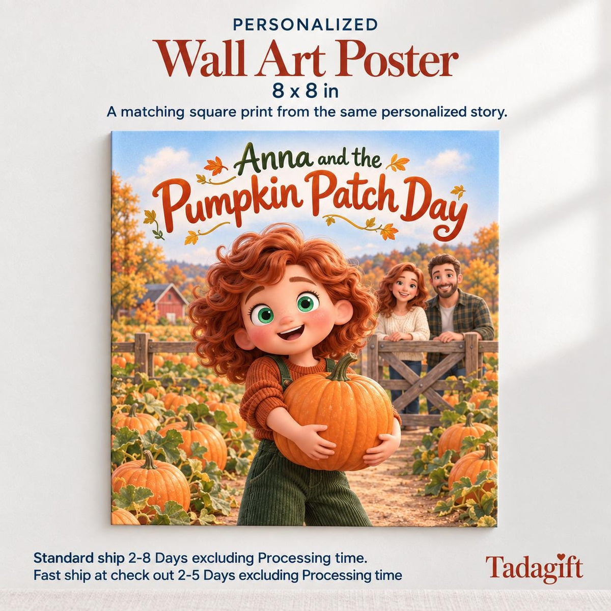 Personalized Children's Book from Photo, Pumpkin Patch Adventure, Thanks Giving Gift For Daughter