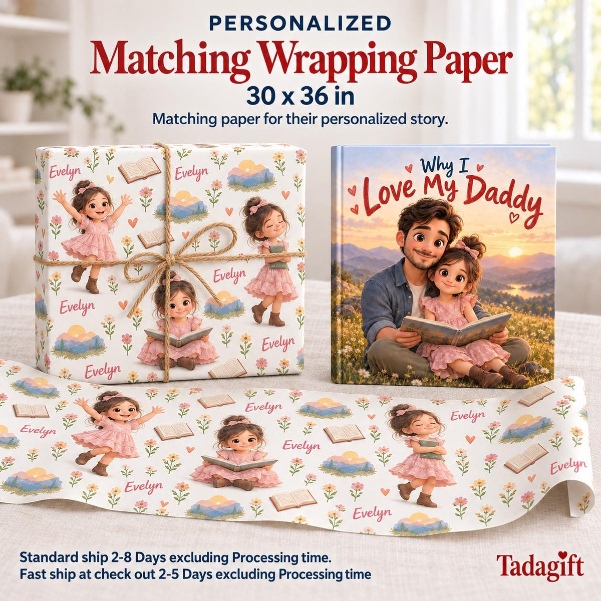 Personalized Children's Book in Hardcover: Why I Love My Daddy with Wrapping Paper Included