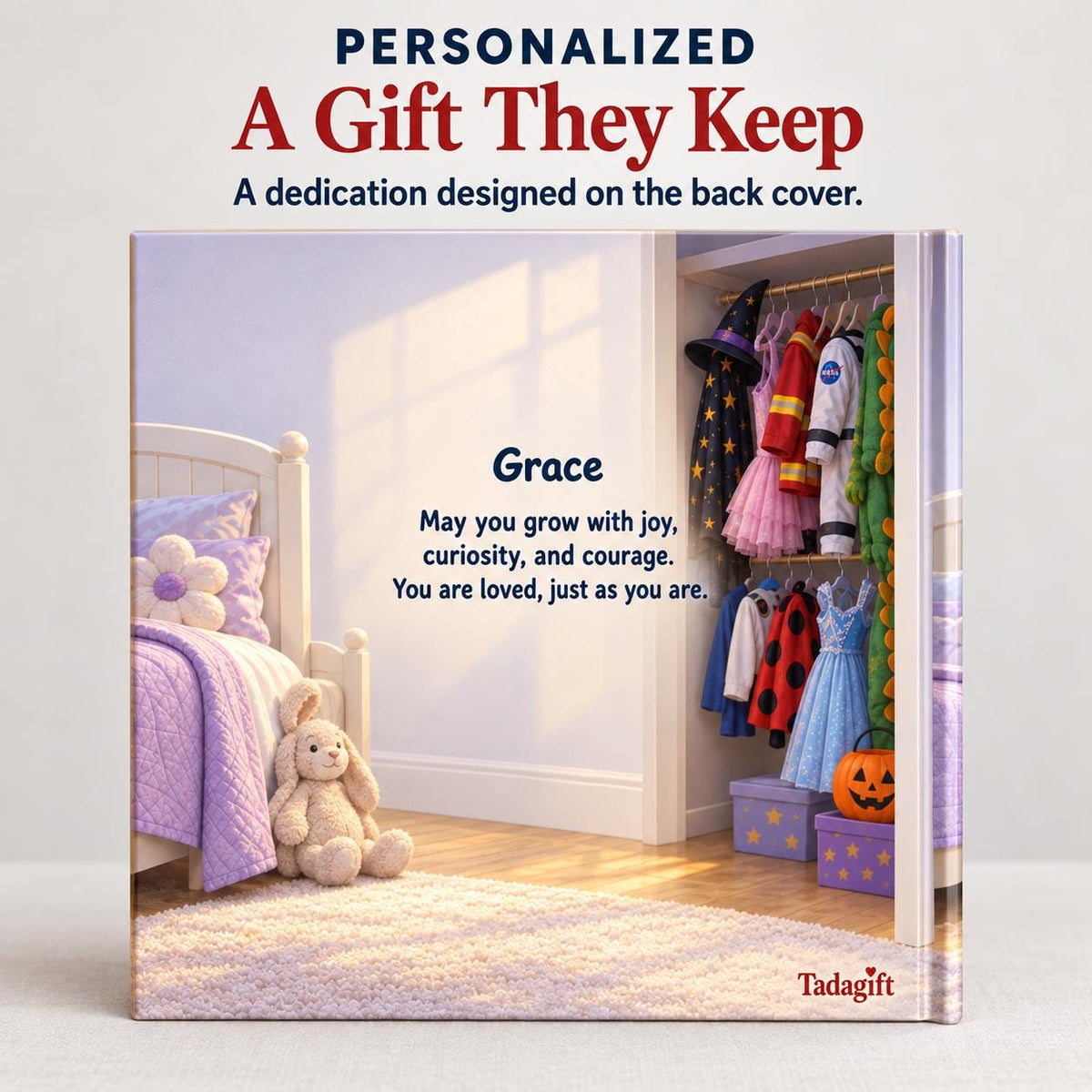 Personalized Children's Book in Hardcover: Halloween Picking Costume Story with Wrapping Paper Included