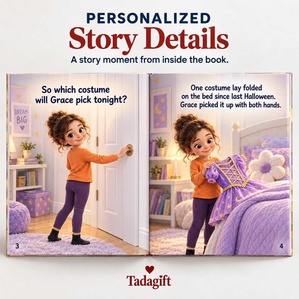 Personalized Children's Book in Hardcover: Halloween Picking Costume Story with Wrapping Paper Included