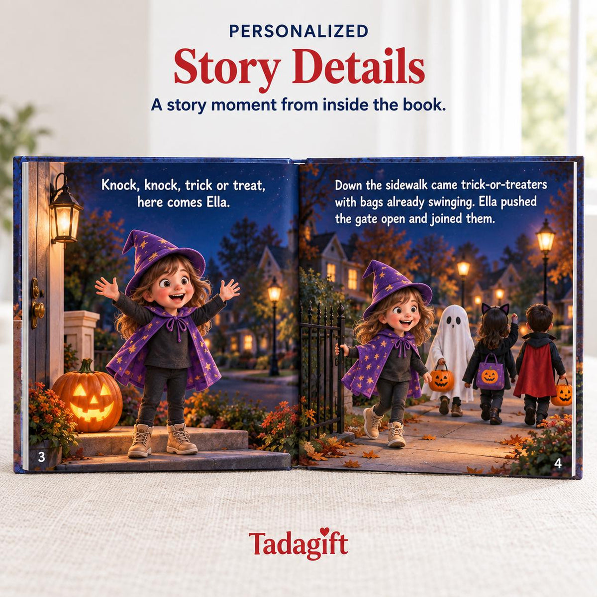 Personalized Children's Book in Hardcover: Halloween Trick or Treat Story with Wrapping Paper Included