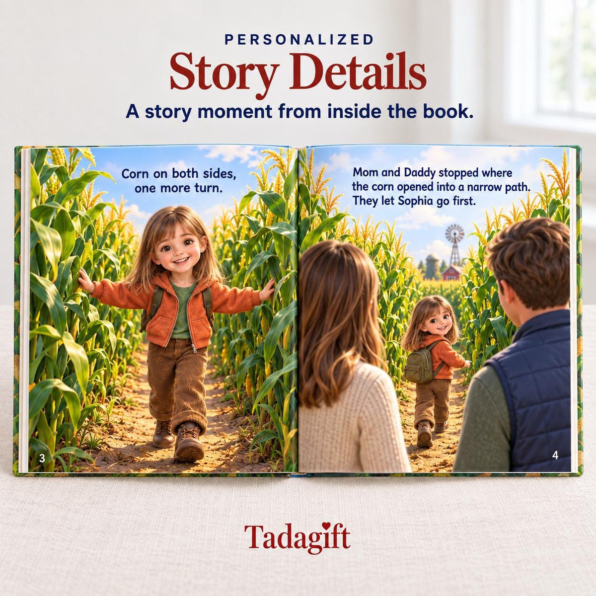 Personalized Children's Book in Hardcover: Illustrated Corn Maze Adventure with Wrapping Paper Included
