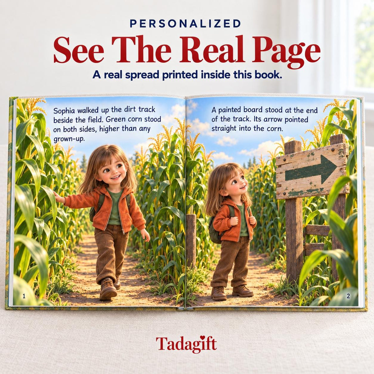 Personalized Children's Book in Hardcover: Illustrated Corn Maze Adventure with Wrapping Paper Included