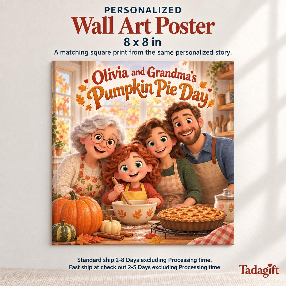 Personalized Children's Book in Hardcover: Autumn Story for Grandma with Wrapping Paper Included