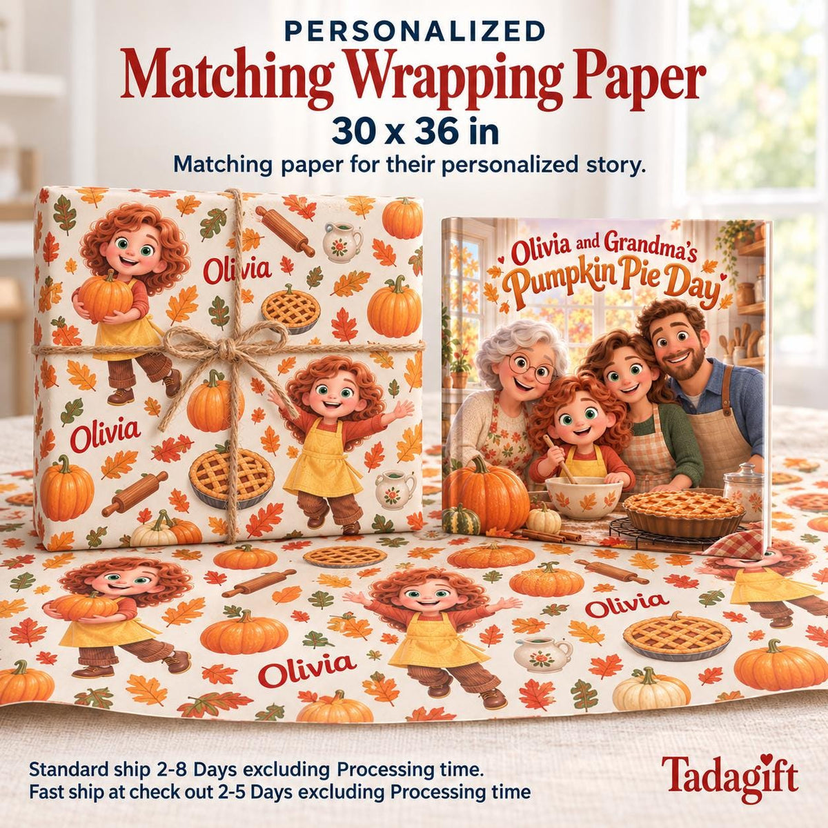 Personalized Children's Book in Hardcover: Autumn Story for Grandma with Wrapping Paper Included