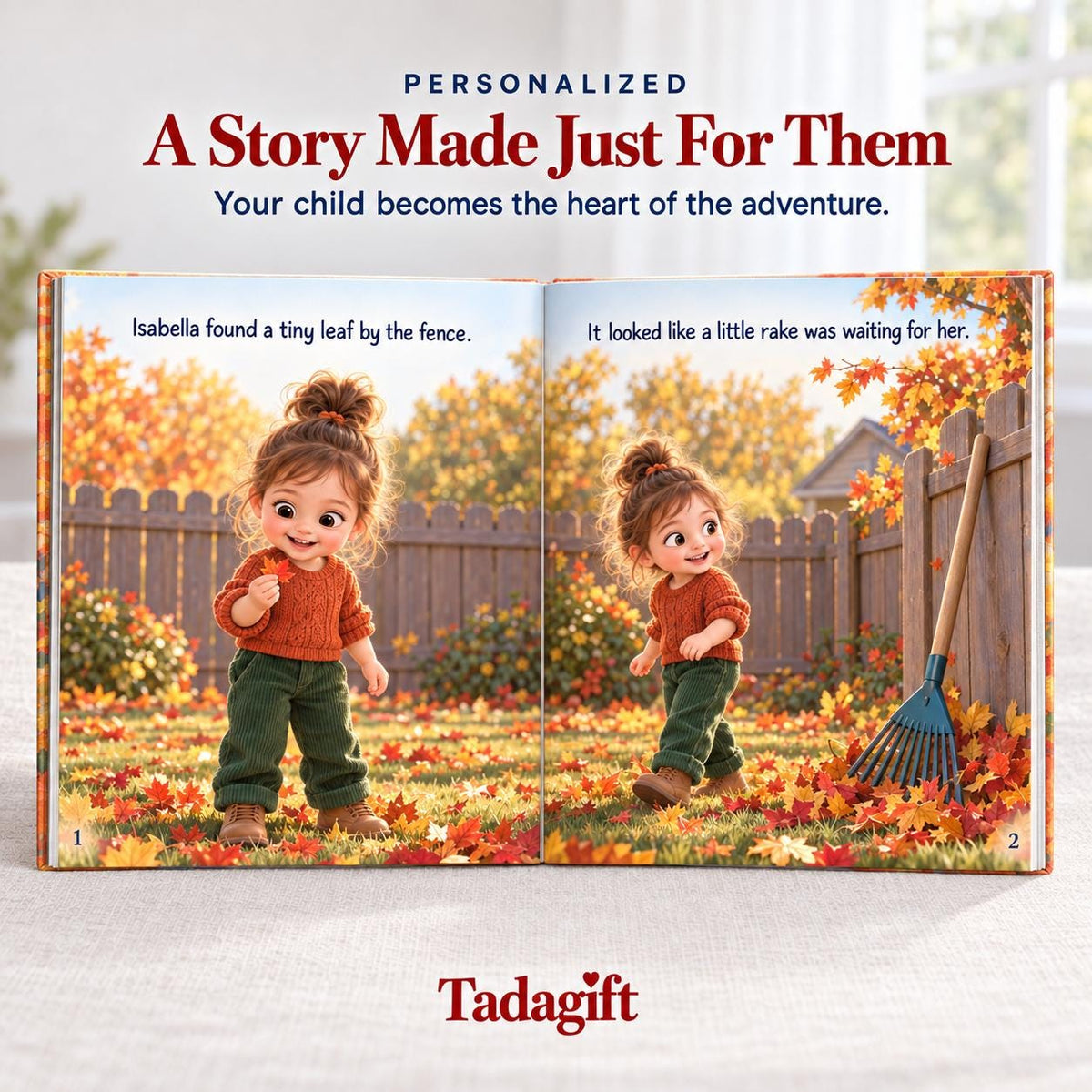 Personalized Children's Book in Hardcover: Autumn Story for Daddy with Wrapping Paper Included