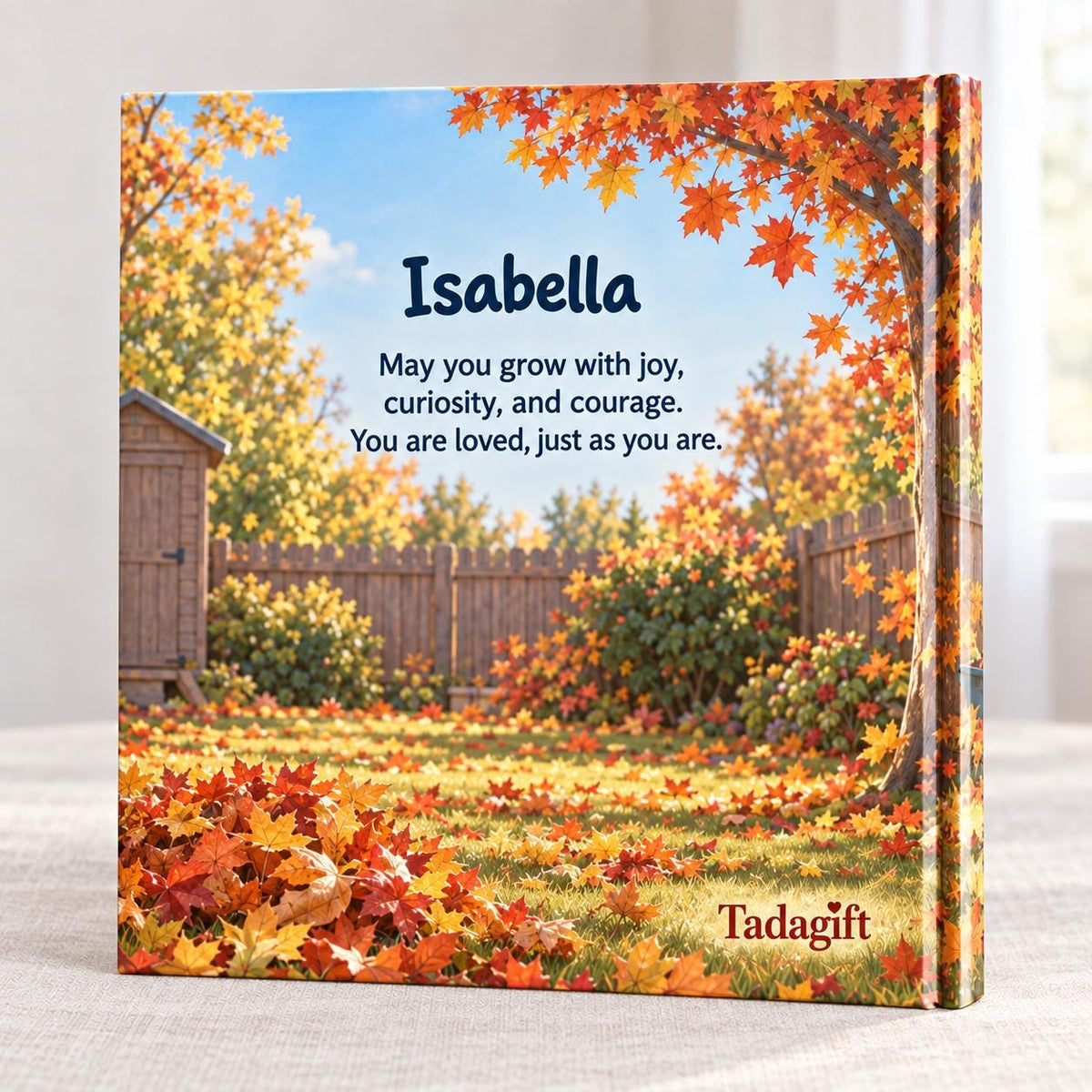 Personalized Children's Book in Hardcover: Autumn Story for Daddy with Wrapping Paper Included