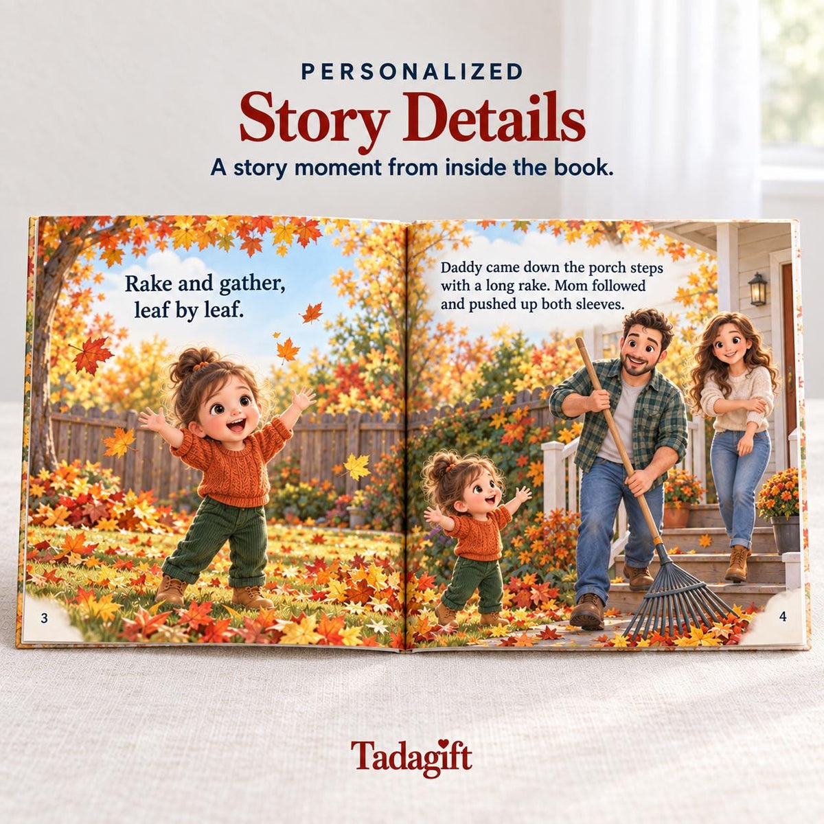 Personalized Children's Book in Hardcover: Autumn Story for Daddy with Wrapping Paper Included