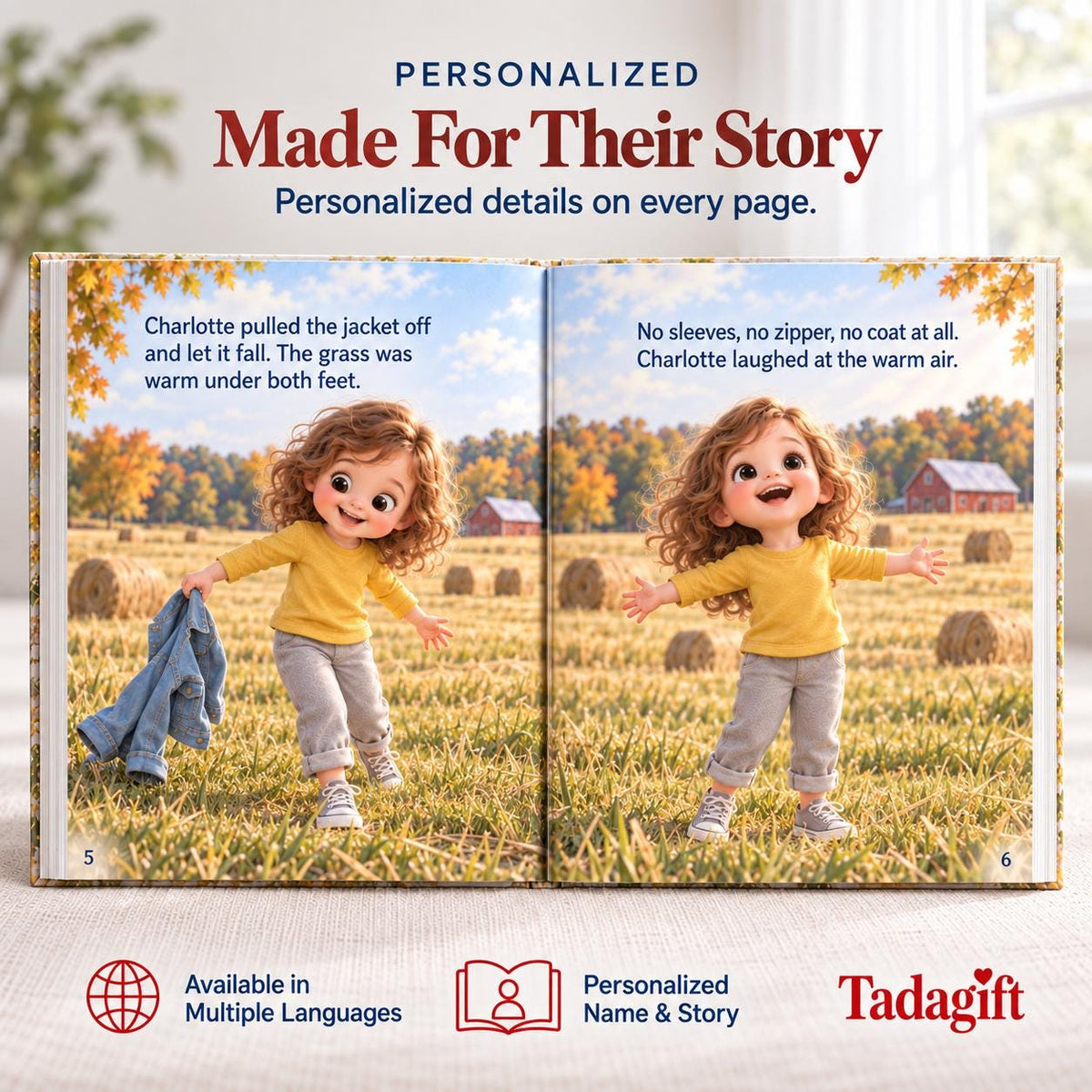 Personalized Children's Book in Hardcover: Illustrated Last Warm Day with Wrapping Paper Included