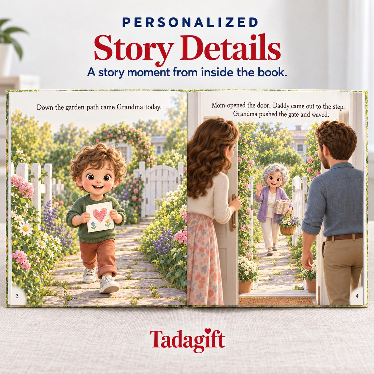 Personalized Children's Book in Hardcover: Illustrated Day with Grandma with Wrapping Paper Included
