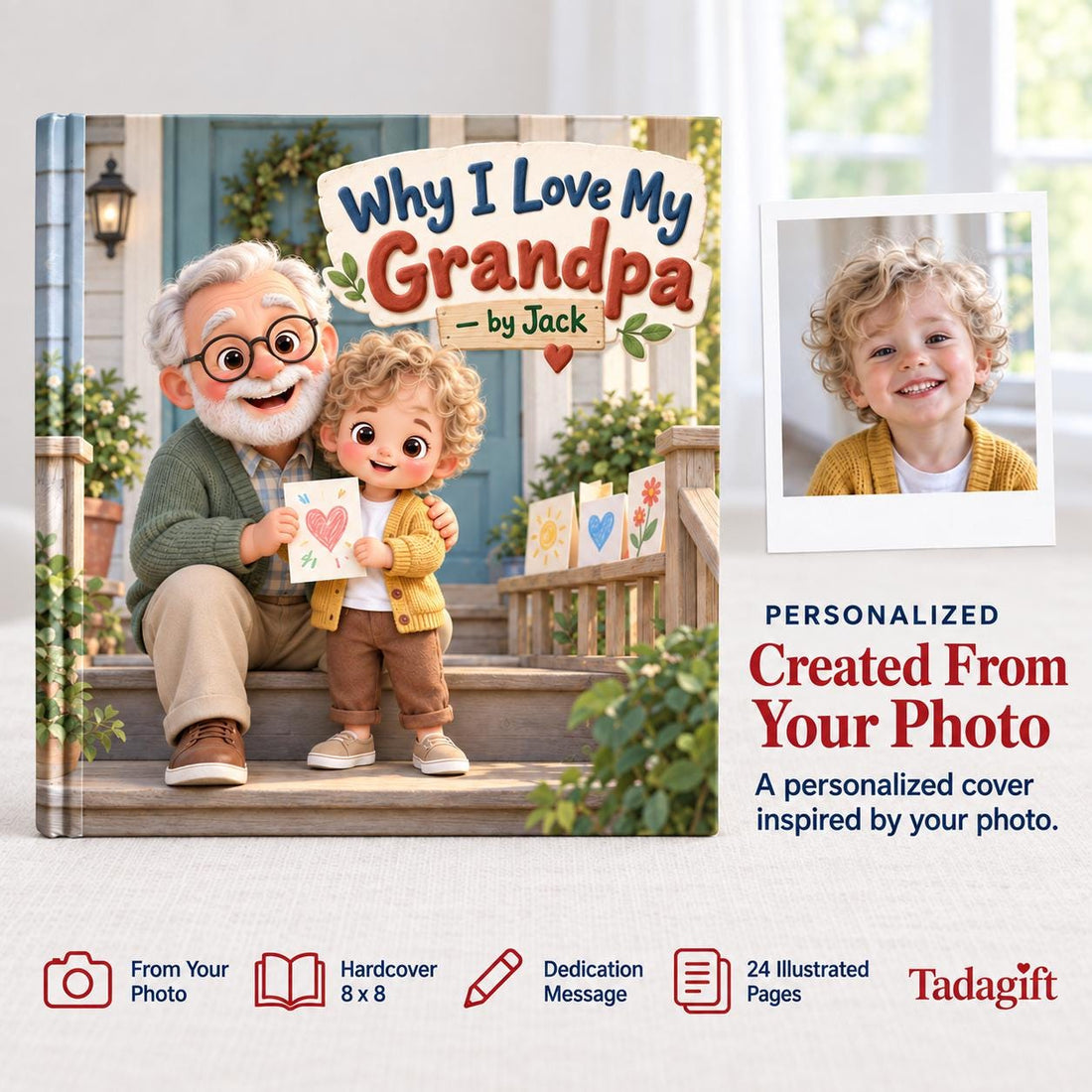 Personalized Children's Book in Hardcover: Why I Love My Grandpa with Wrapping Paper Included