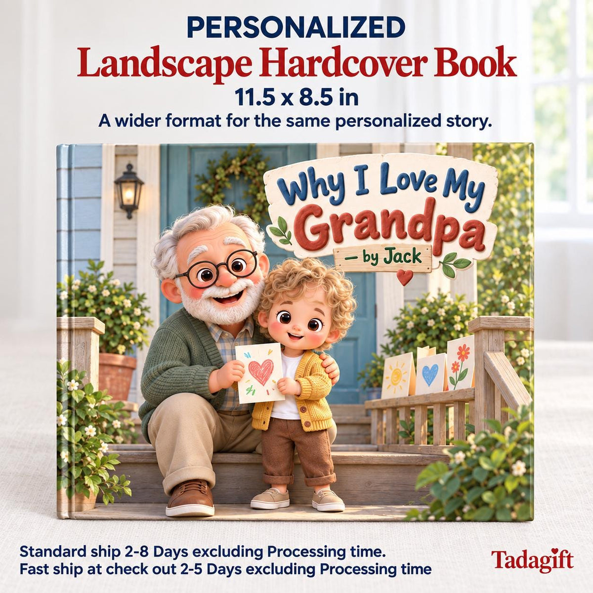 Personalized Children's Book in Hardcover: Why I Love My Grandpa with Wrapping Paper Included