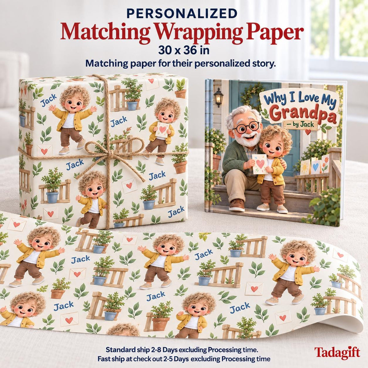 Personalized Children's Book in Hardcover: Why I Love My Grandpa with Wrapping Paper Included