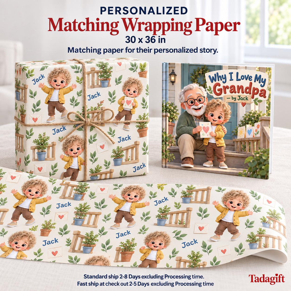 Personalized Children's Book in Hardcover: Why I Love My Grandpa with Wrapping Paper Included