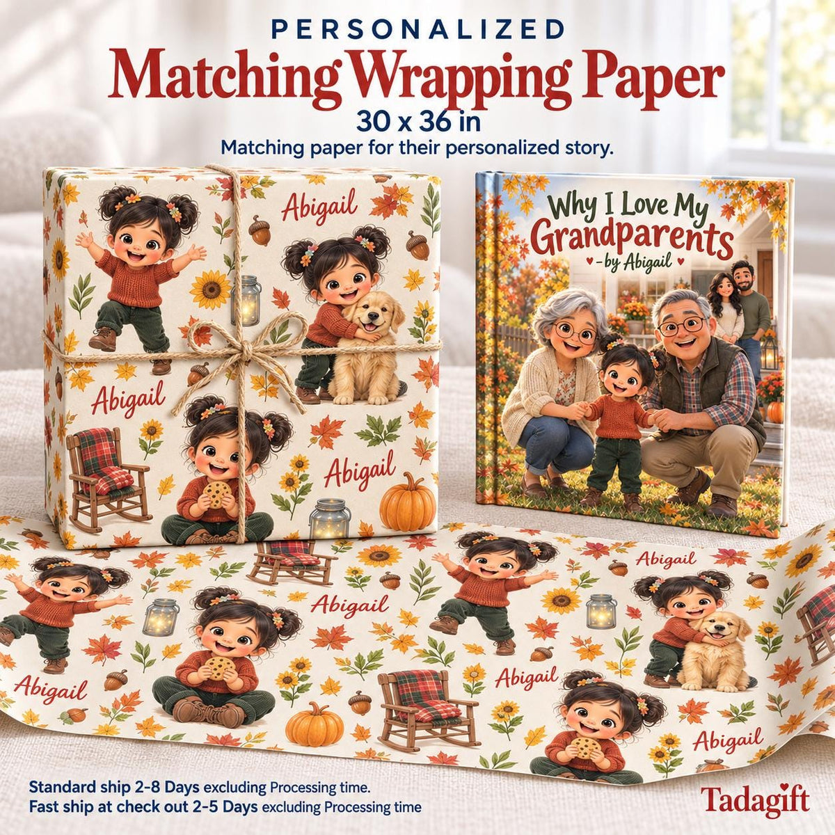 Personalized Children's Book in Hardcover: Why I Love My Grandparents with Wrapping Paper Included