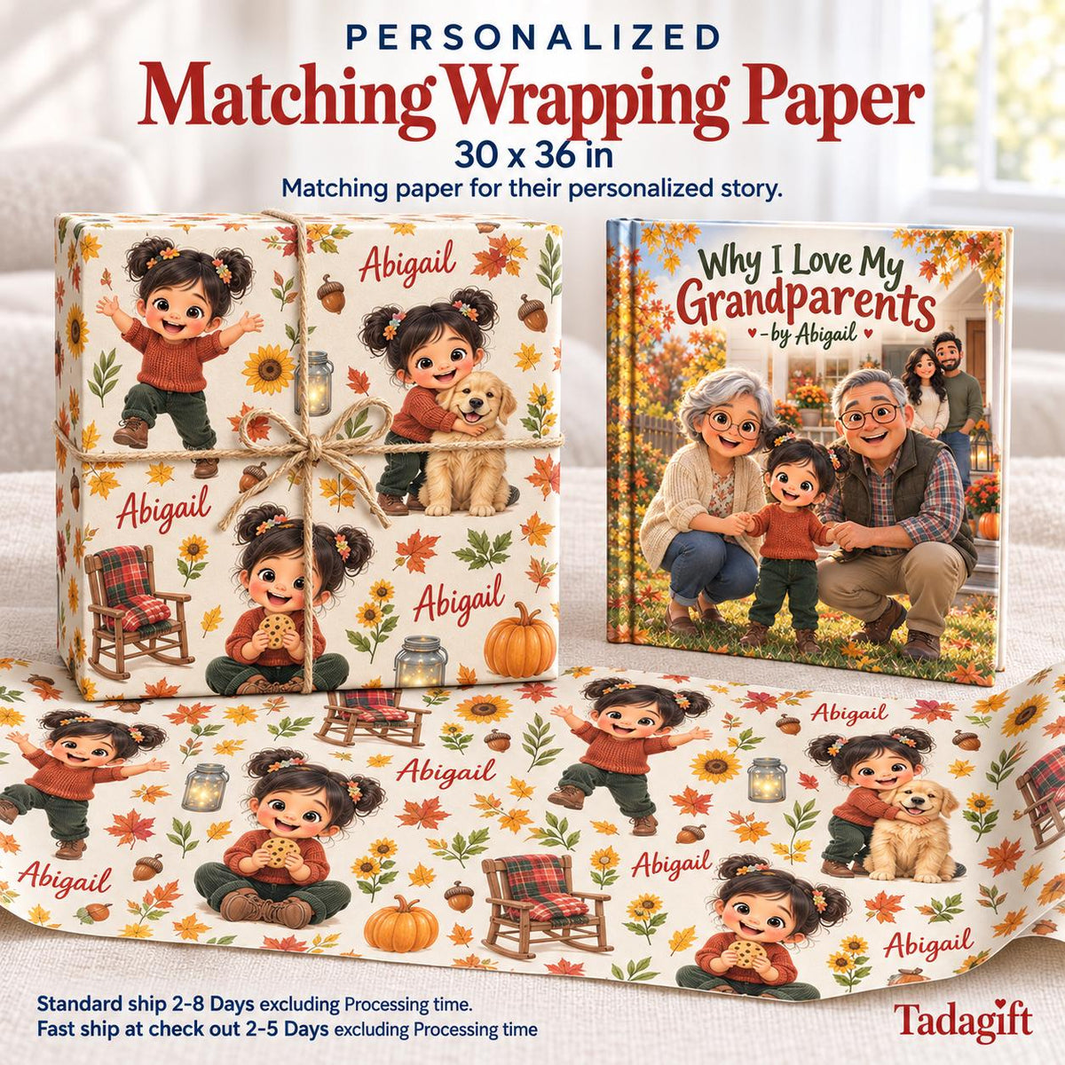 Personalized Children's Book in Hardcover: Why I Love My Grandparents with Wrapping Paper Included