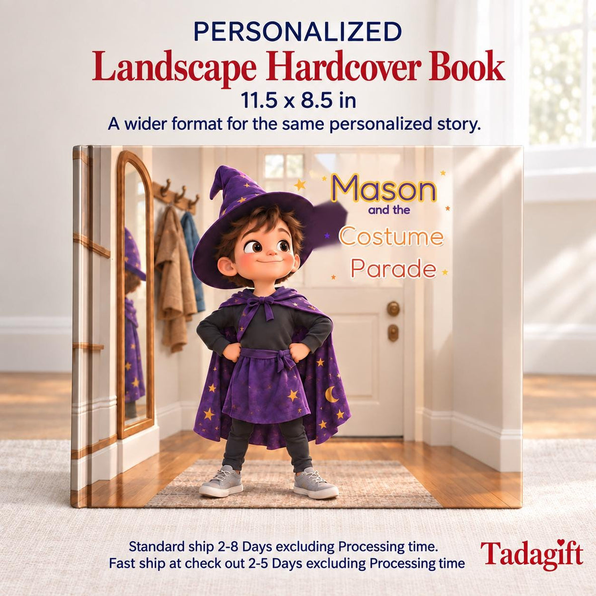 Personalized Children's Book in Hardcover: Halloween Costume Parade Story with Wrapping Paper Included
