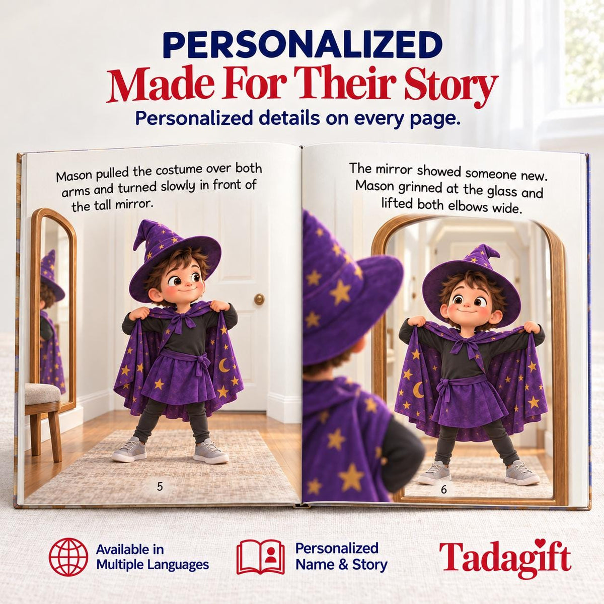 Personalized Children's Book in Hardcover: Halloween Costume Parade Story with Wrapping Paper Included
