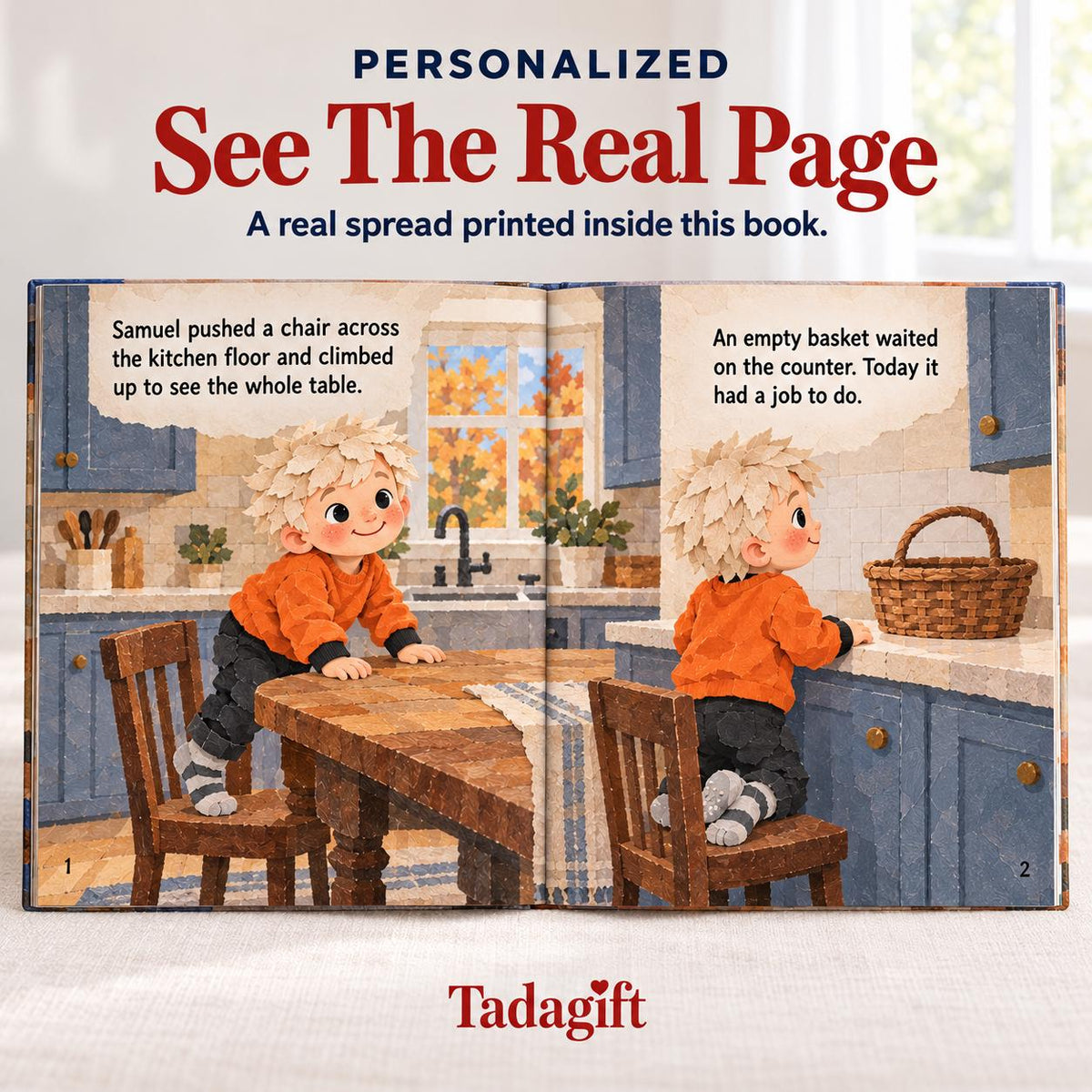 Personalized Children's Book in Hardcover: Illustrated Making Boo Basket with Wrapping Paper Included