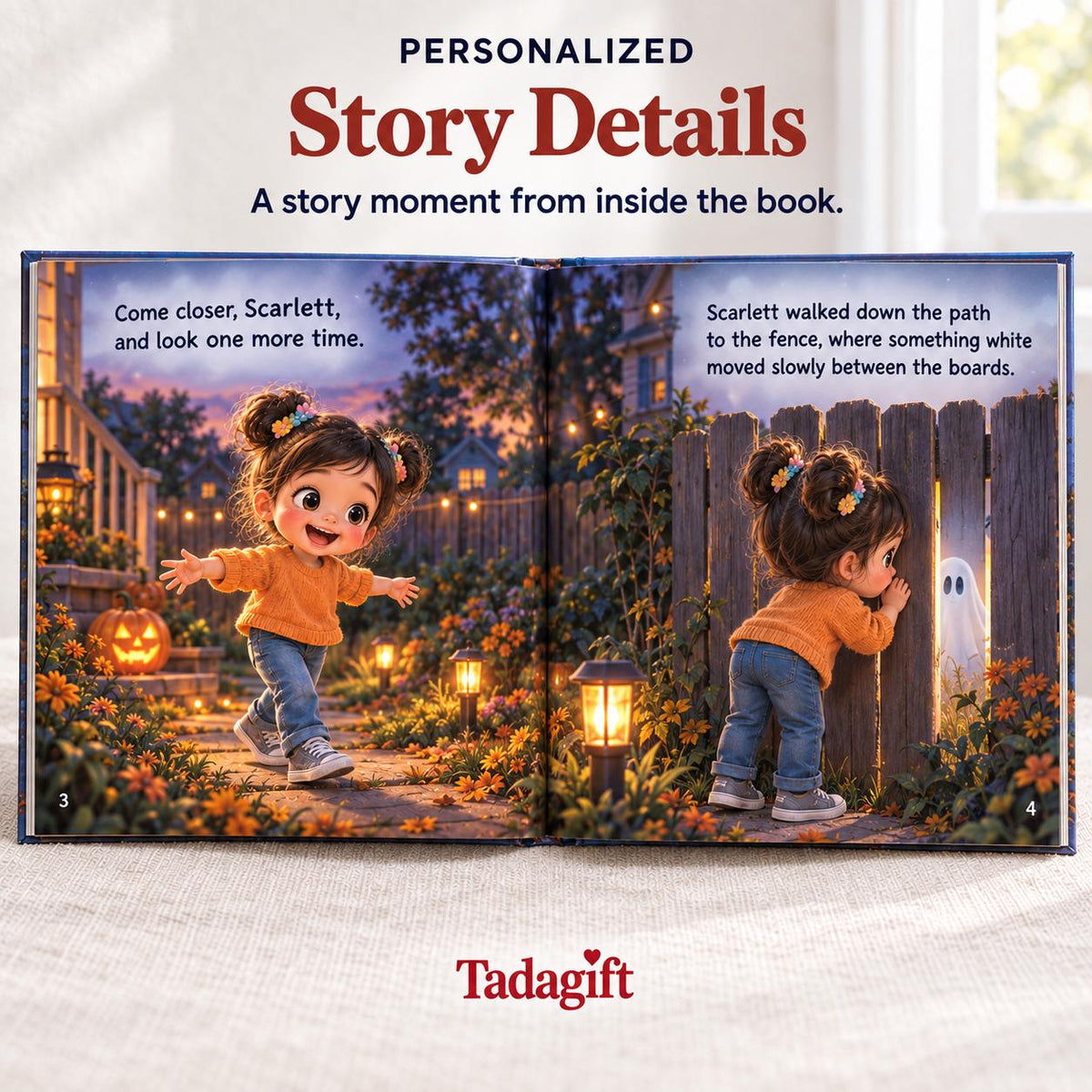 Personalized Children's Book in Hardcover: Halloween Friendly Ghost Story with Wrapping Paper Included