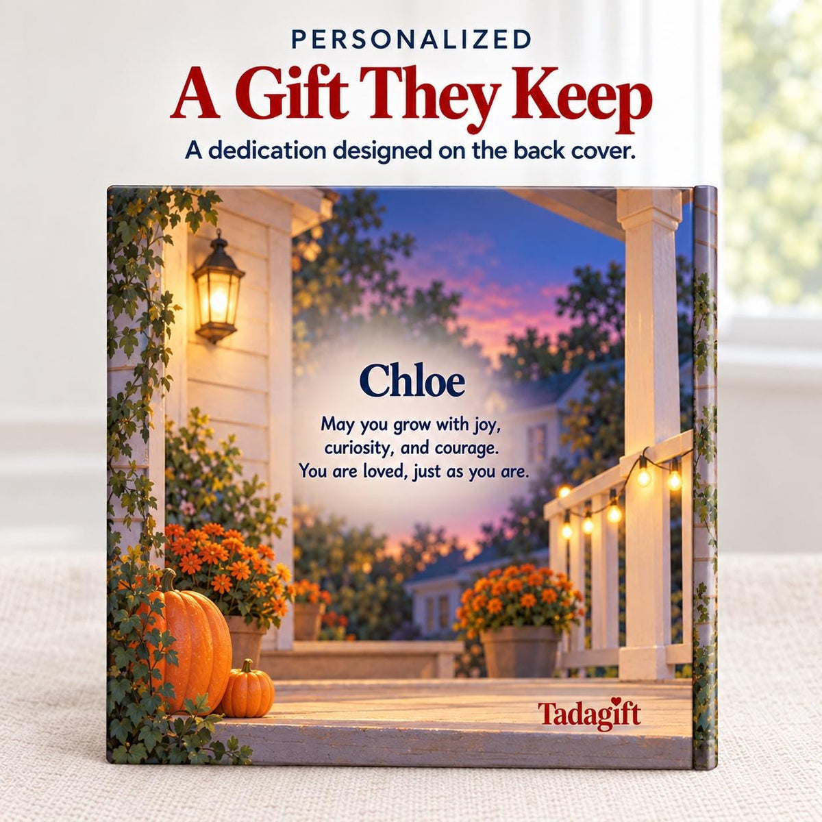 Personalized Children's Book in Hardcover: Halloween Decorating Porch Story with Wrapping Paper Included