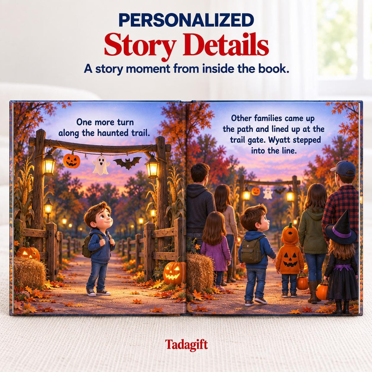 Personalized Children's Book in Hardcover: Halloween Haunted Trail Story with Wrapping Paper Included