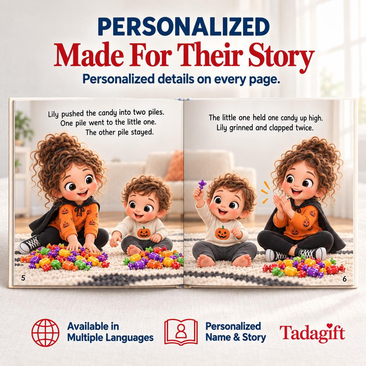Personalized Children's Book in Hardcover: Halloween Haunted Trail Story with Wrapping Paper Included