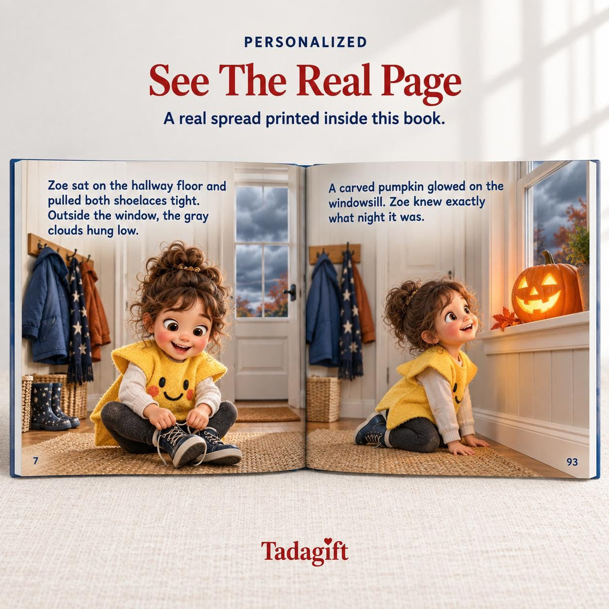 Personalized Children's Book in Hardcover: Trick or Treat in Rain with Wrapping Paper Included