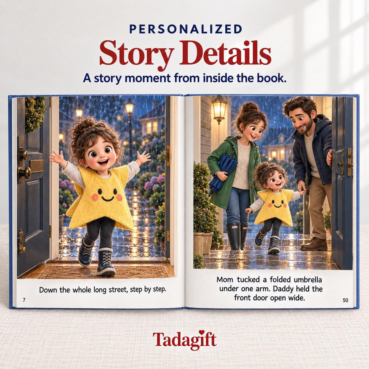 Personalized Children's Book in Hardcover: Trick or Treat in Rain with Wrapping Paper Included