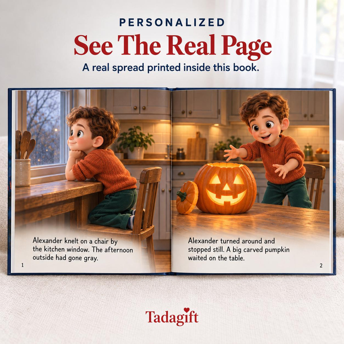 Personalized Children's Book in Hardcover: Pumpkin That Would Not Light with Wrapping Paper Included