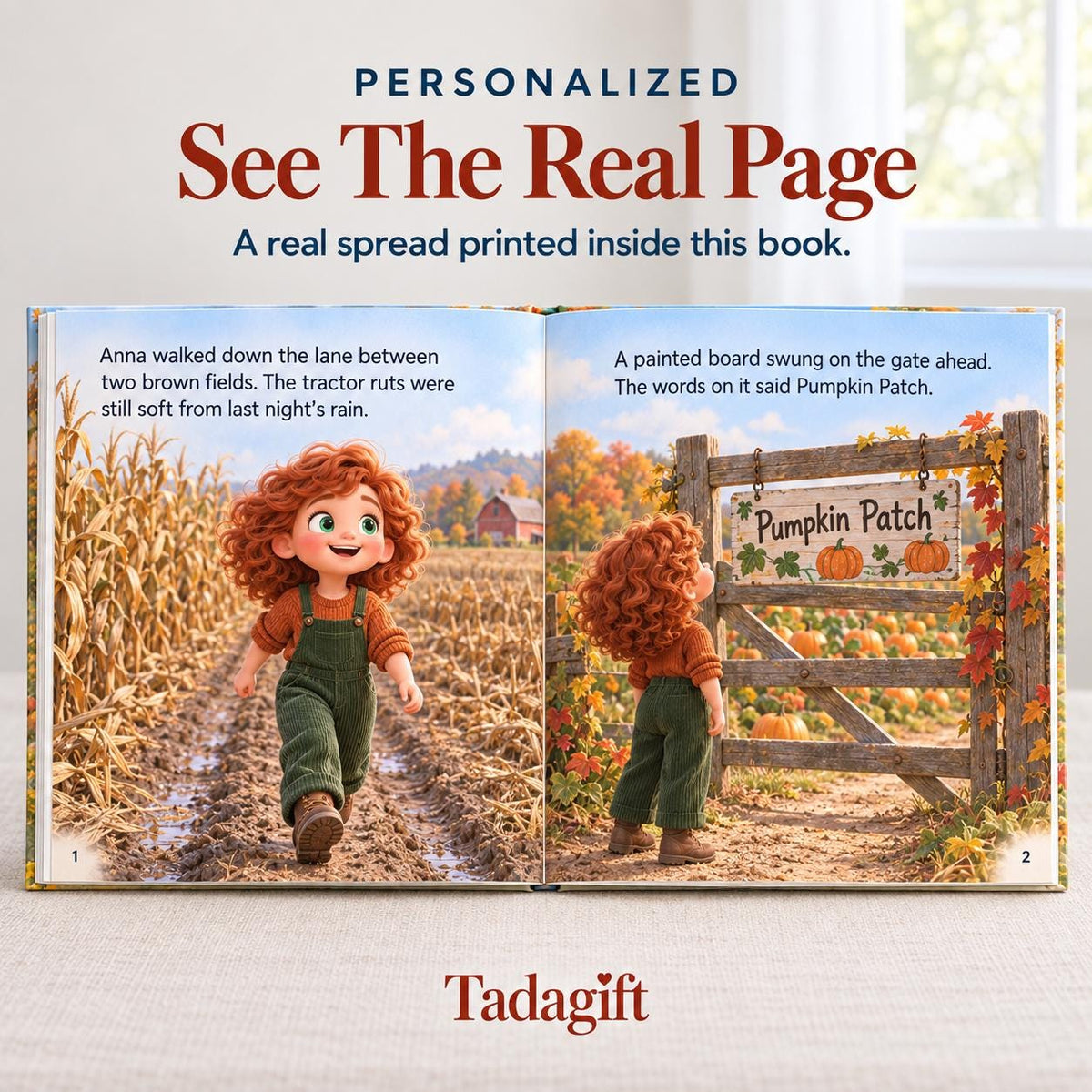 Personalized Children's Book from Photo, Pumpkin Patch Adventure, Thanks Giving Gift For Daughter
