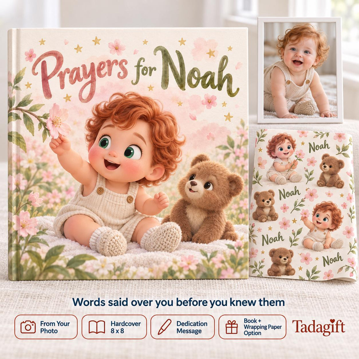 Personalized First Prayer Book, Baby Dedication, Christian Bedtime Prayers Keepsake, Baptism Christening Gift