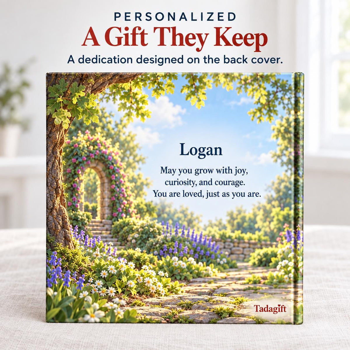 Personalized Children's Book in Hardcover: Illustrated Door in Oak Advnture with Wrapping Paper Included