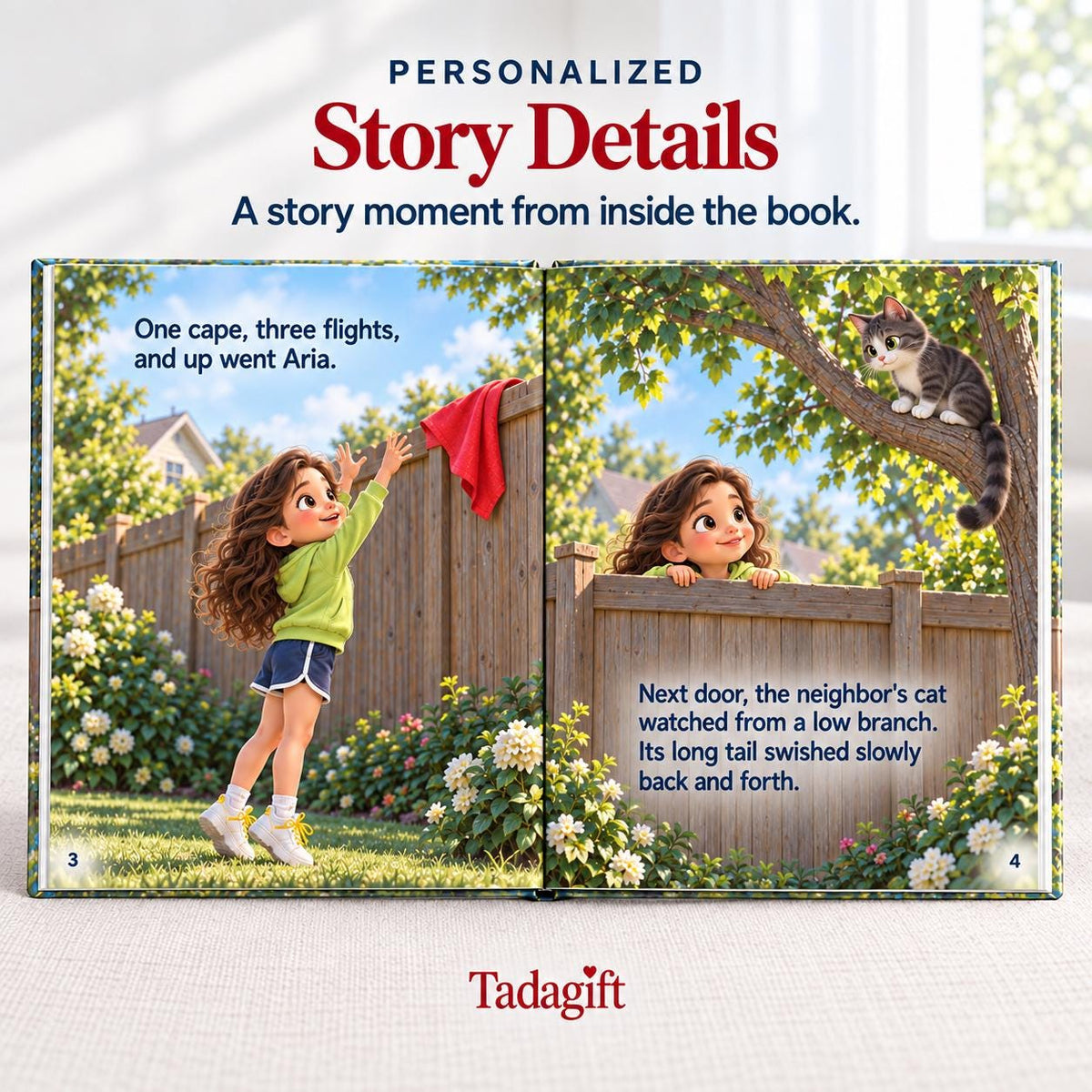 Personalized Children's Book in Hardcover: Illustrated Superhero Kid with Wrapping Paper Included