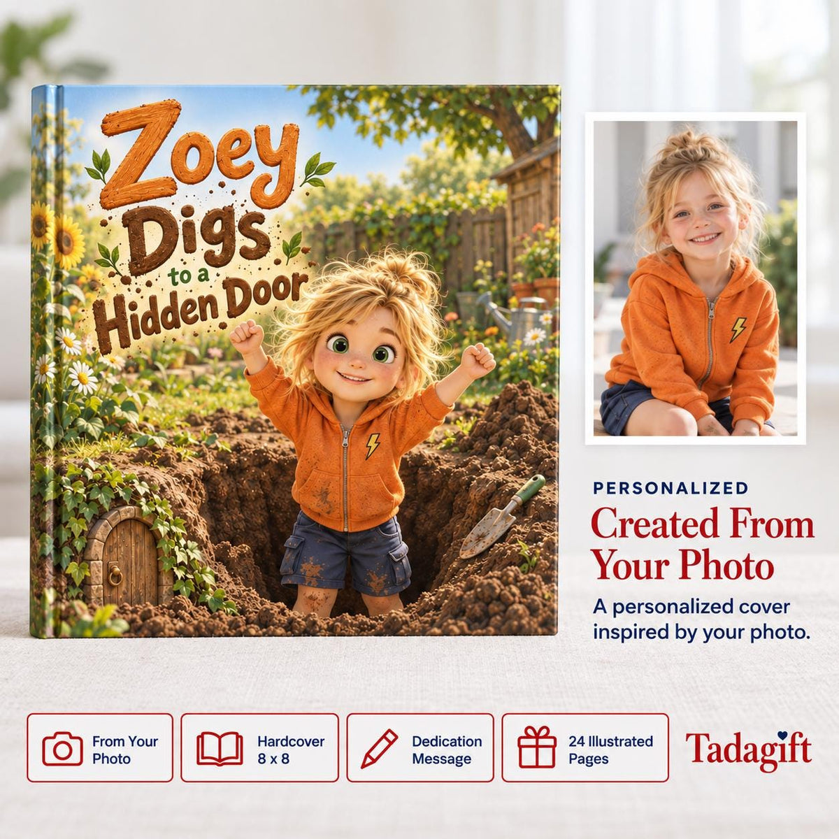 Personalized Children's Book in Hardcover: Hole That Kept Going with Wrapping Paper Included