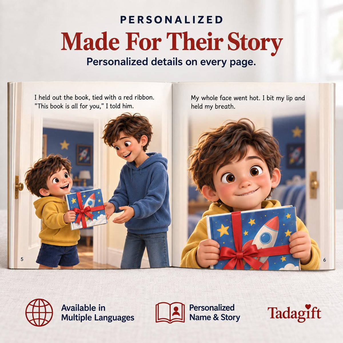 Personalized Children's Book in Hardcover: I Love My Big Brother with Wrapping Paper Included
