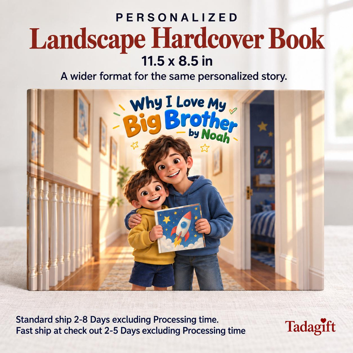 Personalized Children's Book in Hardcover: I Love My Big Brother with Wrapping Paper Included