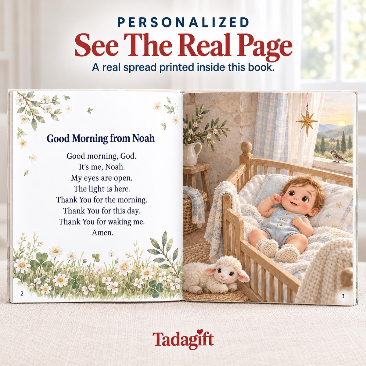 Custom Photo Baby First Prayer Book, Christian Bedtime Prayers Keepsake, Baptism Christening Gift