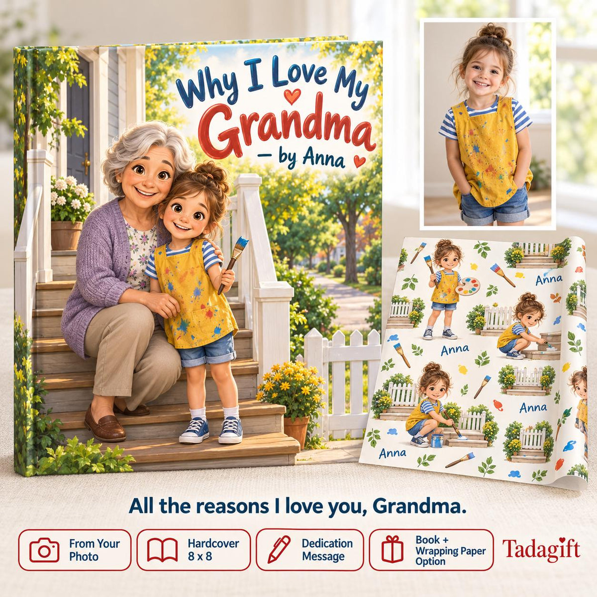 Personalized Children's Book in Hardcover: Why I Love My Grandma with Wrapping Paper Included